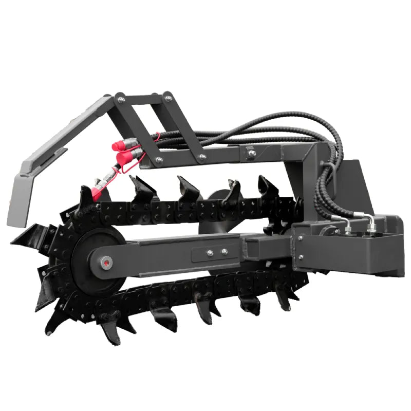 Mini skid steer loader trench opener attachment